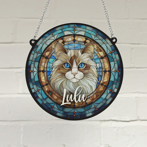 Cat Ragdoll Personalised Stained Glass Effect Suncatcher